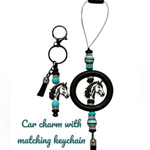 Horse Car Charm and Keychain Set